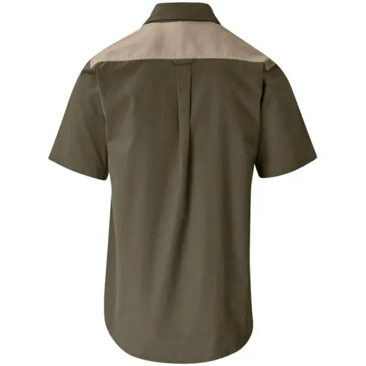 Mens Short Sleeve Serengeti 2-Tone Bush Shirt Military Green Back